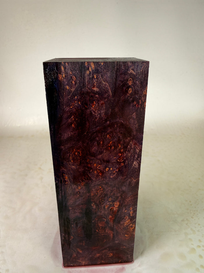 KB-032: Knife Block - Purple Dye Stabilized Maple Burl