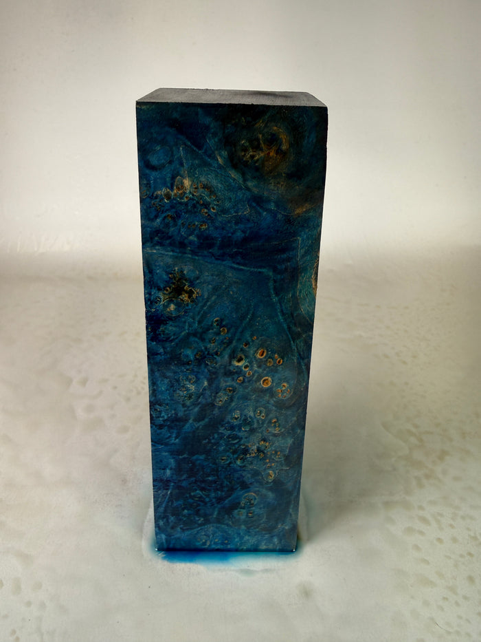 KB-034: Knife Block - Blue Dye Stabilized Maple Burl