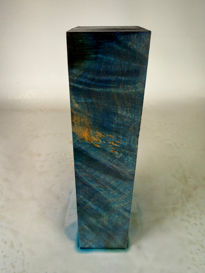 KB-034: Knife Block - Blue Dye Stabilized Maple Burl
