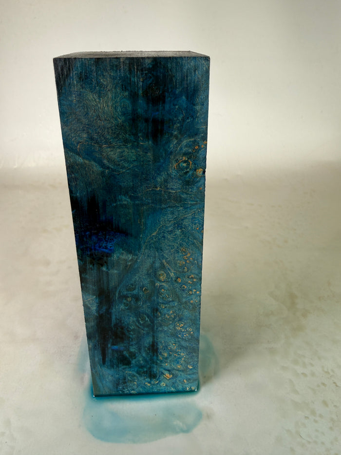 KB-034: Knife Block - Blue Dye Stabilized Maple Burl