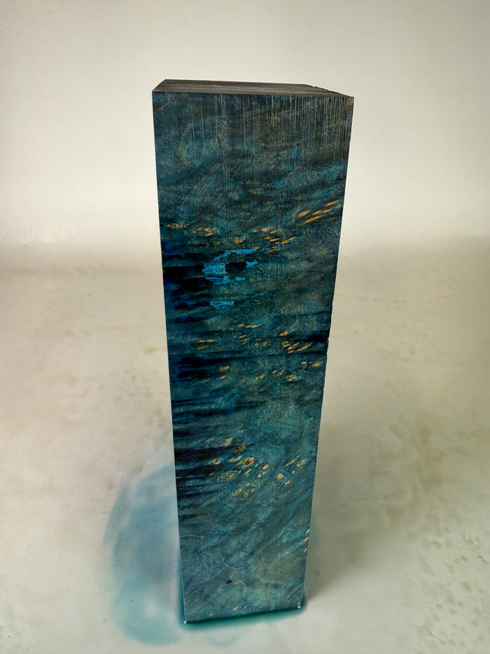 KB-034: Knife Block - Blue Dye Stabilized Maple Burl