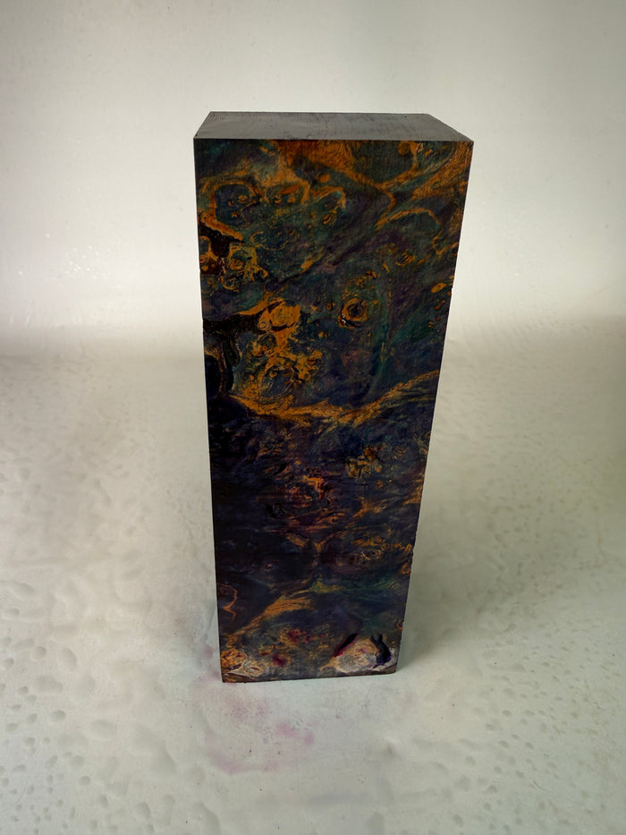 KB-035: Knife Block - Purple Blue Dye Stabilized Maple Burl