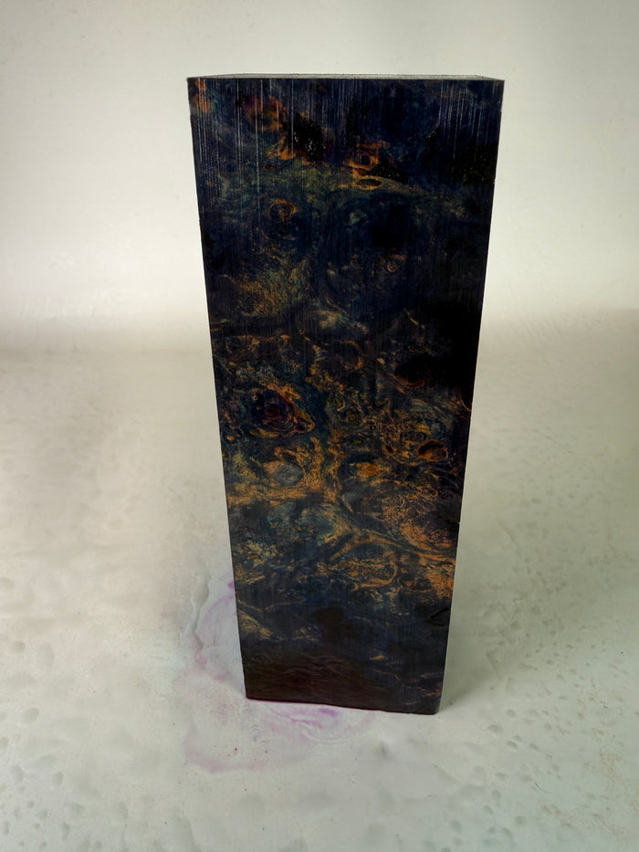 KB-035: Knife Block - Purple Blue Dye Stabilized Maple Burl