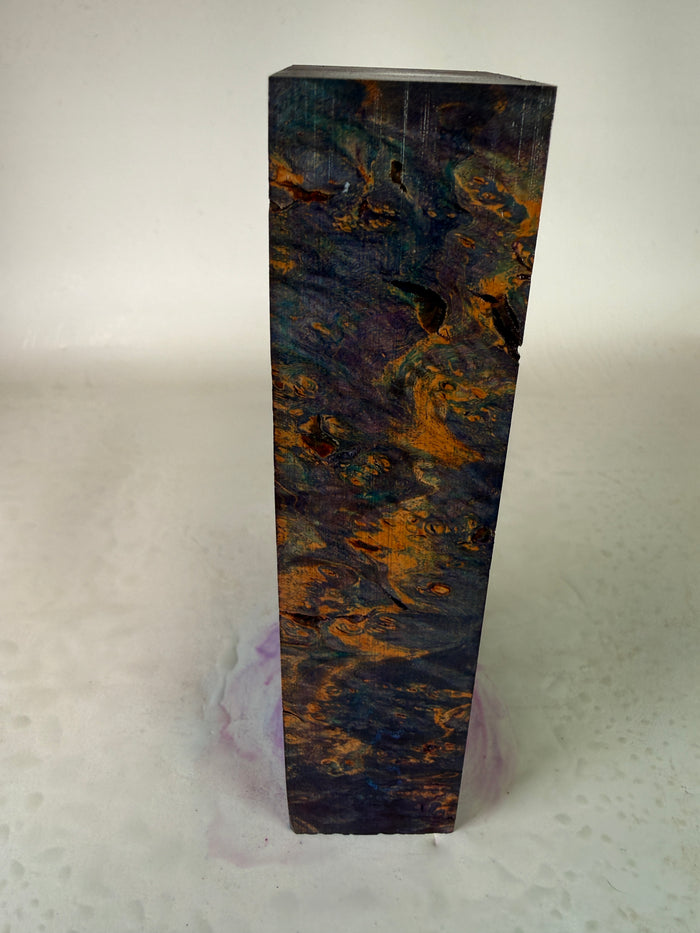 KB-035: Knife Block - Purple Blue Dye Stabilized Maple Burl