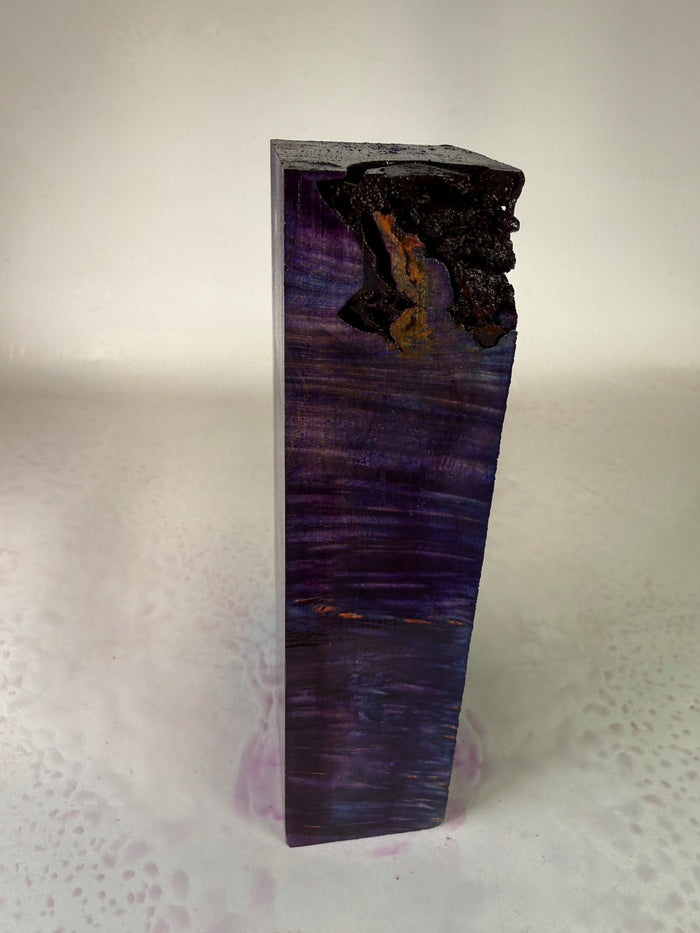 KB-036: Knife Block - Purple Blue Dye Stabilized Maple Burl