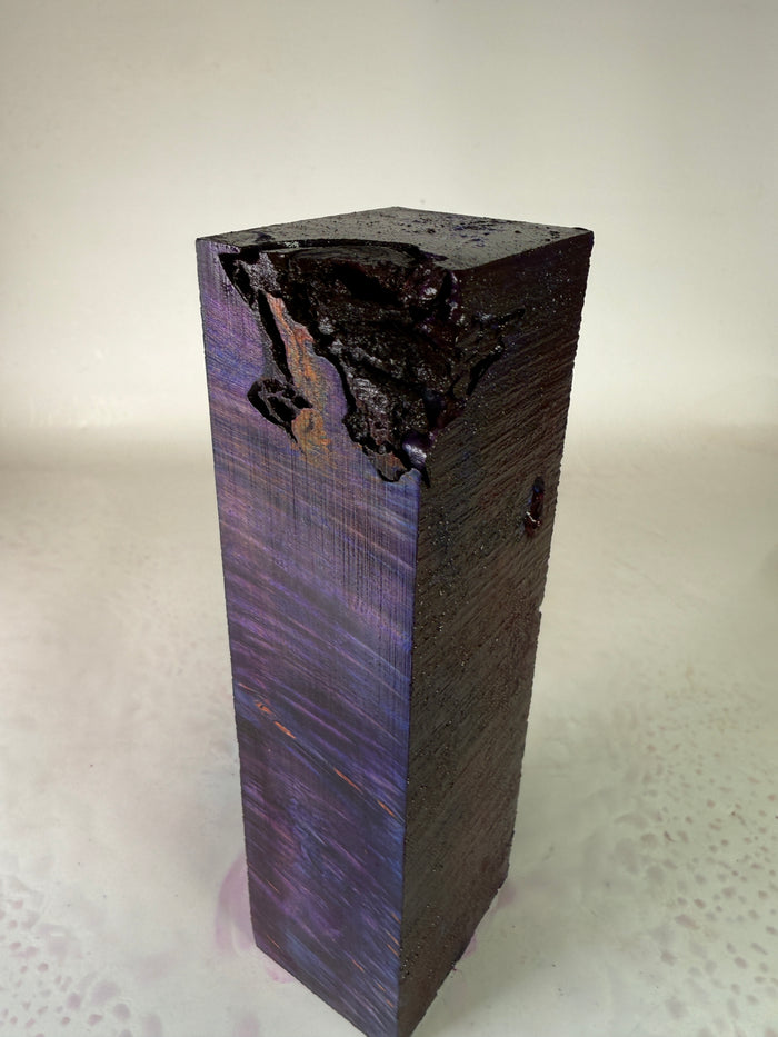 KB-036: Knife Block - Purple Blue Dye Stabilized Maple Burl