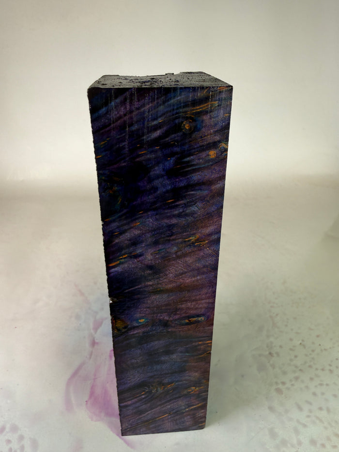 KB-036: Knife Block - Purple Blue Dye Stabilized Maple Burl