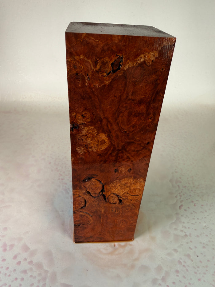 KB-037: Knife Block - Red Dye Stabilized Maple Burl