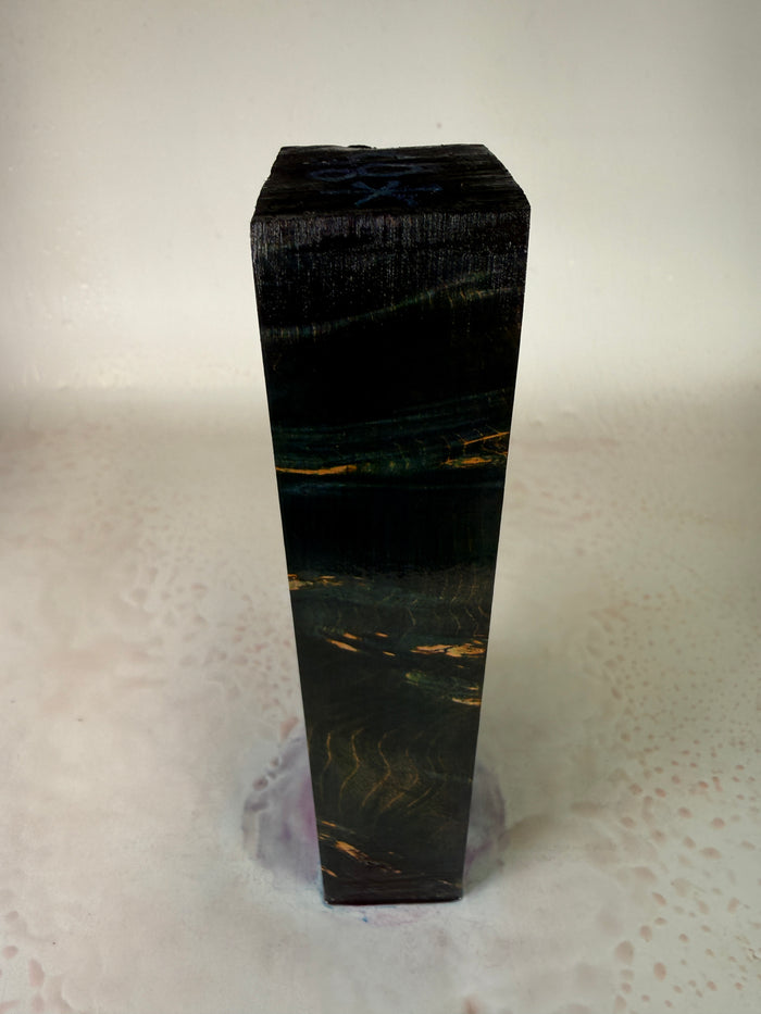 KB-038: Knife Block - Green Purple Dye Stabilized Maple Burl