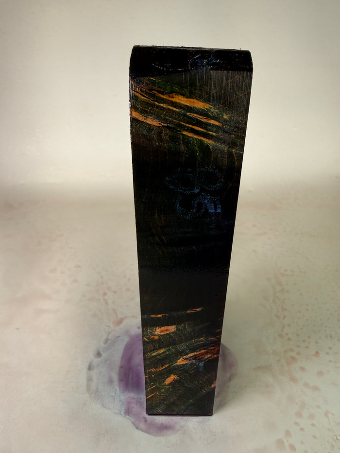 KB-038: Knife Block - Green Purple Dye Stabilized Maple Burl