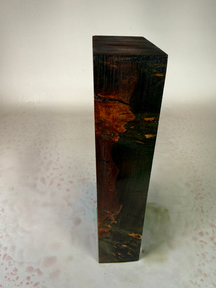 KB-039: Knife Block - Green Red Dye Stabilized Maple Burl