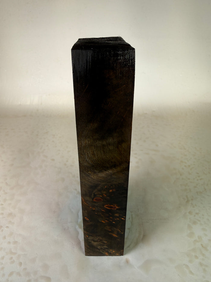 KB-042: Knife Block -Black Dye Stabilized Maple Burl