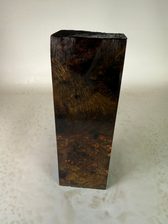 KB-042: Knife Block -Black Dye Stabilized Maple Burl