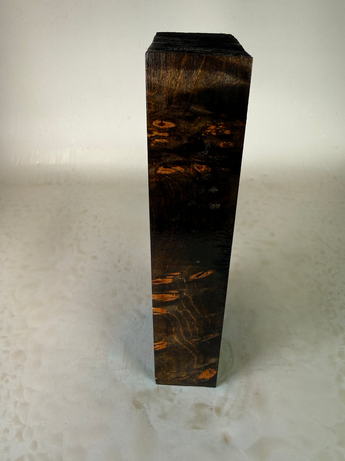 KB-042: Knife Block -Black Dye Stabilized Maple Burl