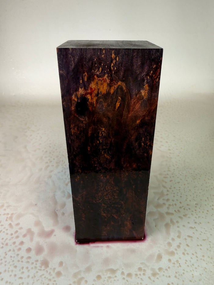 KB-043: Knife Block - Purple Red Dye Stabilized Maple Burl