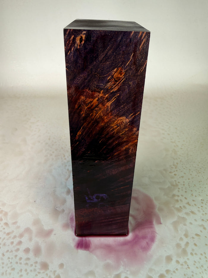 KB-043: Knife Block - Purple Red Dye Stabilized Maple Burl