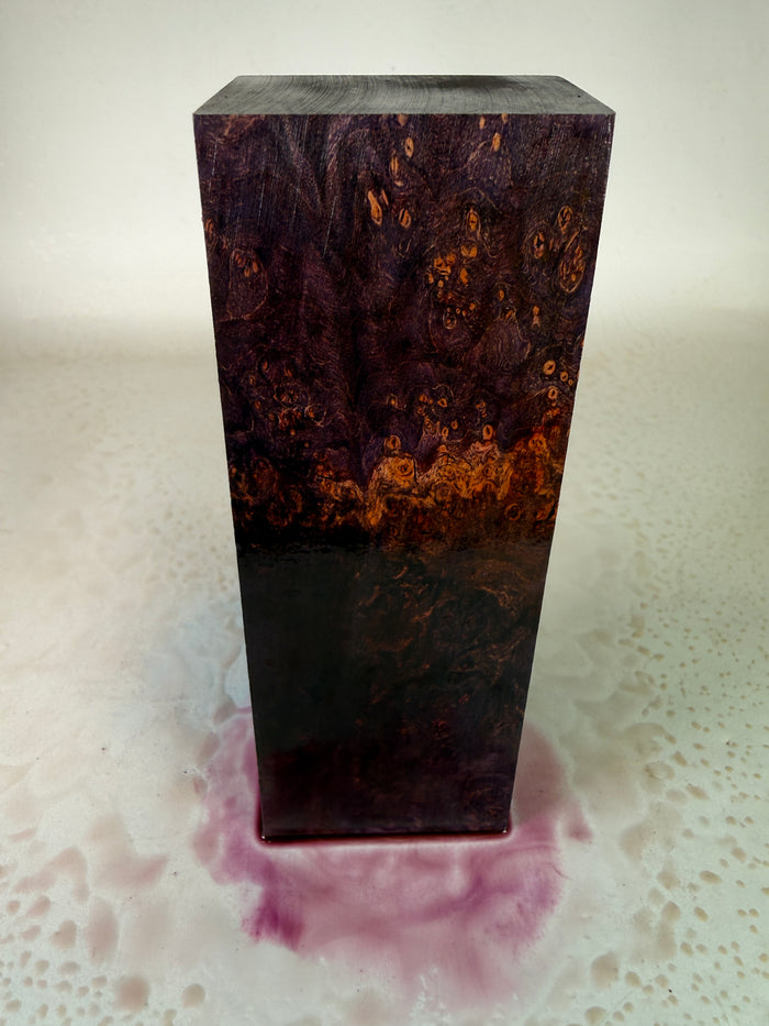 KB-043: Knife Block - Purple Red Dye Stabilized Maple Burl