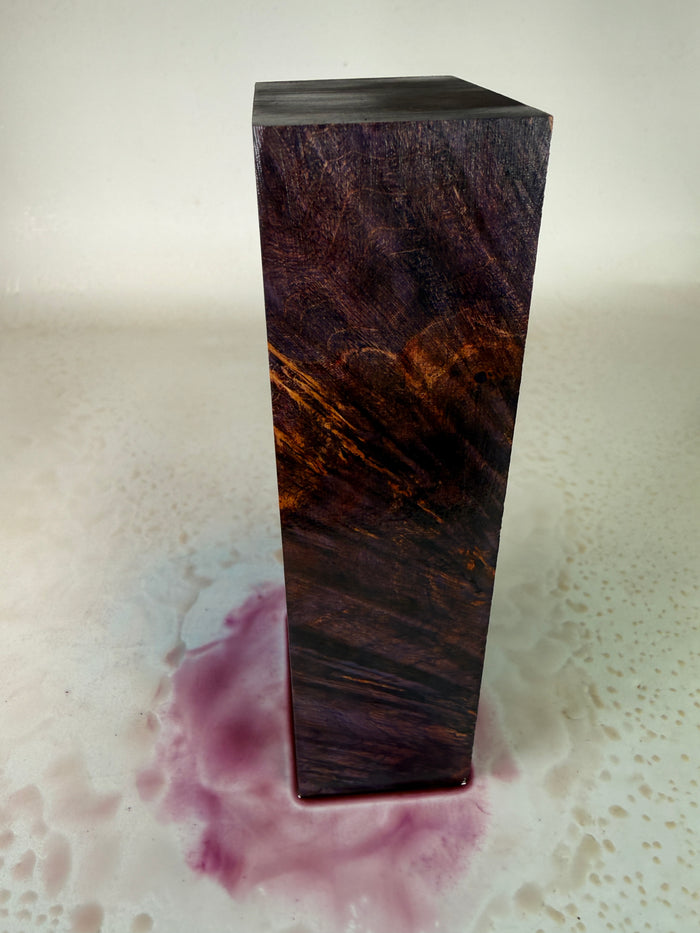 KB-043: Knife Block - Purple Red Dye Stabilized Maple Burl