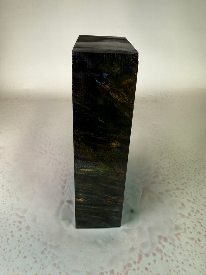 KB-044: Knife Block - Green Purple Dye Stabilized Maple Burl