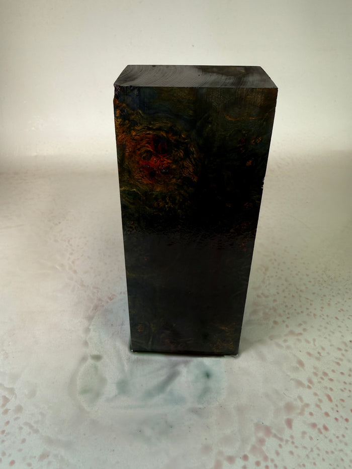 KB-044: Knife Block - Green Purple Dye Stabilized Maple Burl