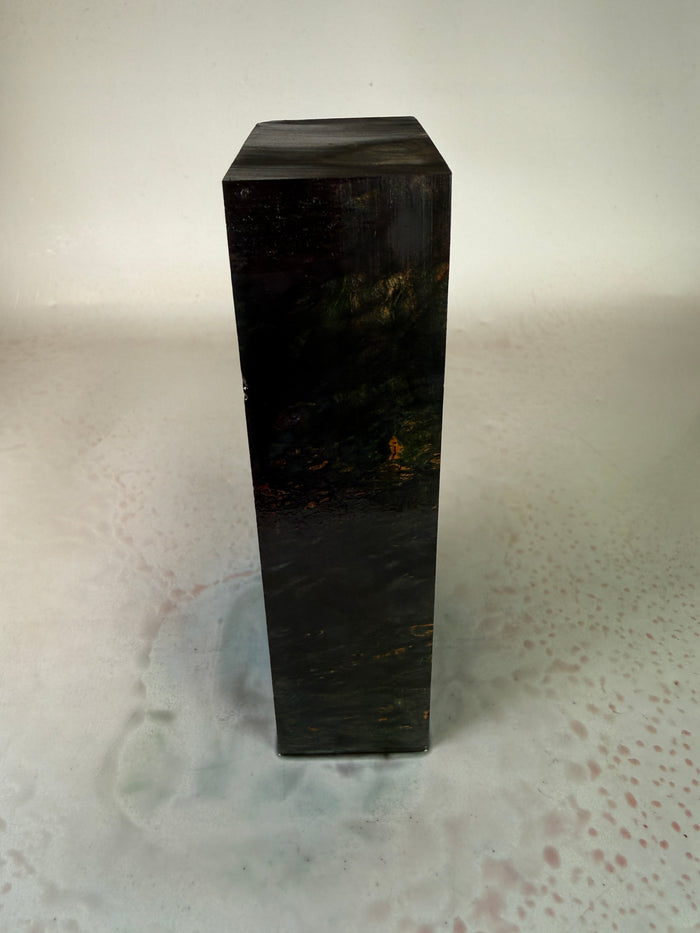 KB-044: Knife Block - Green Purple Dye Stabilized Maple Burl