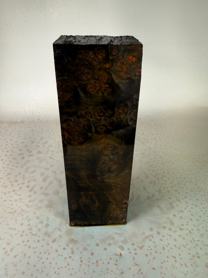 KB-046: Knife Block - Black Dye Stabilized Maple Burl