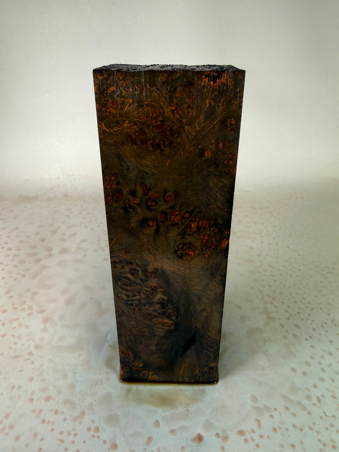 KB-046: Knife Block - Black Dye Stabilized Maple Burl