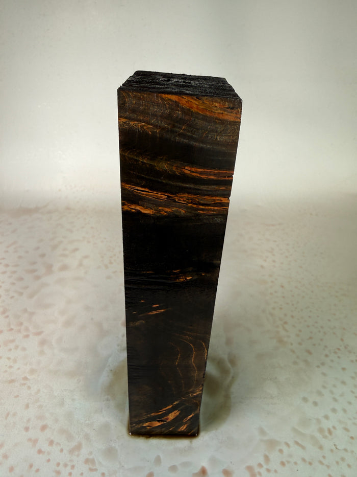 KB-046: Knife Block - Black Dye Stabilized Maple Burl