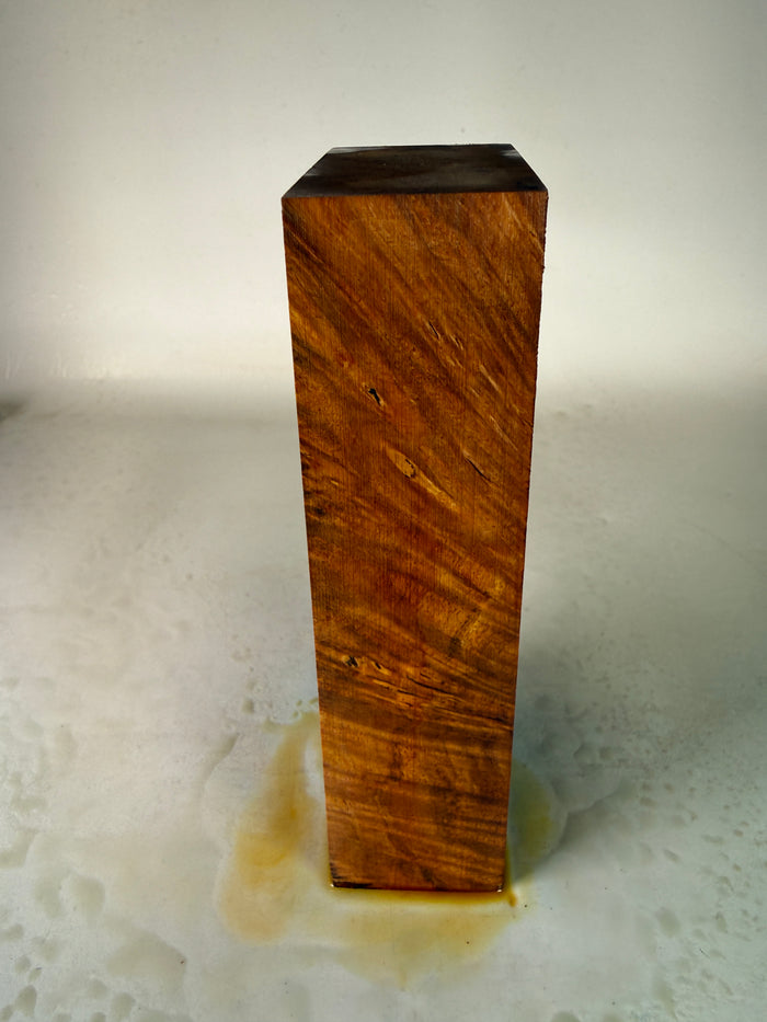 KB-048: Knife Block - Orange Dye Stabilized Maple Burl