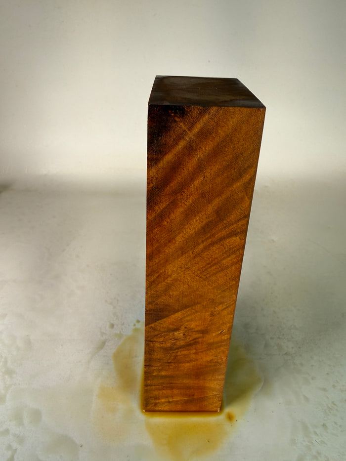 KB-048: Knife Block - Orange Dye Stabilized Maple Burl