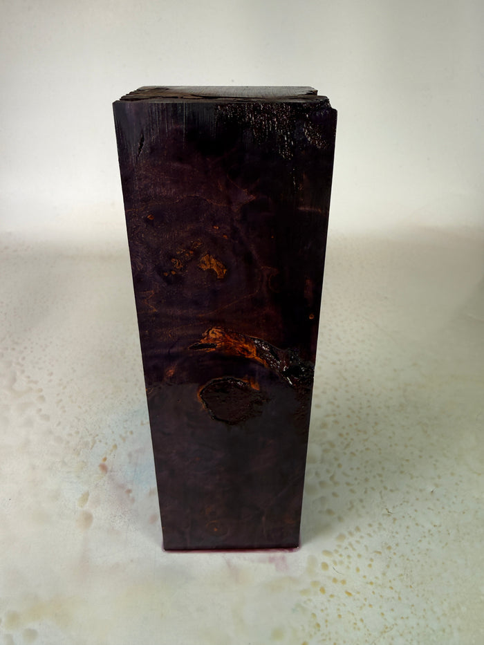 KB-049: Knife Block - Purple Dye Stabilized Maple Burl