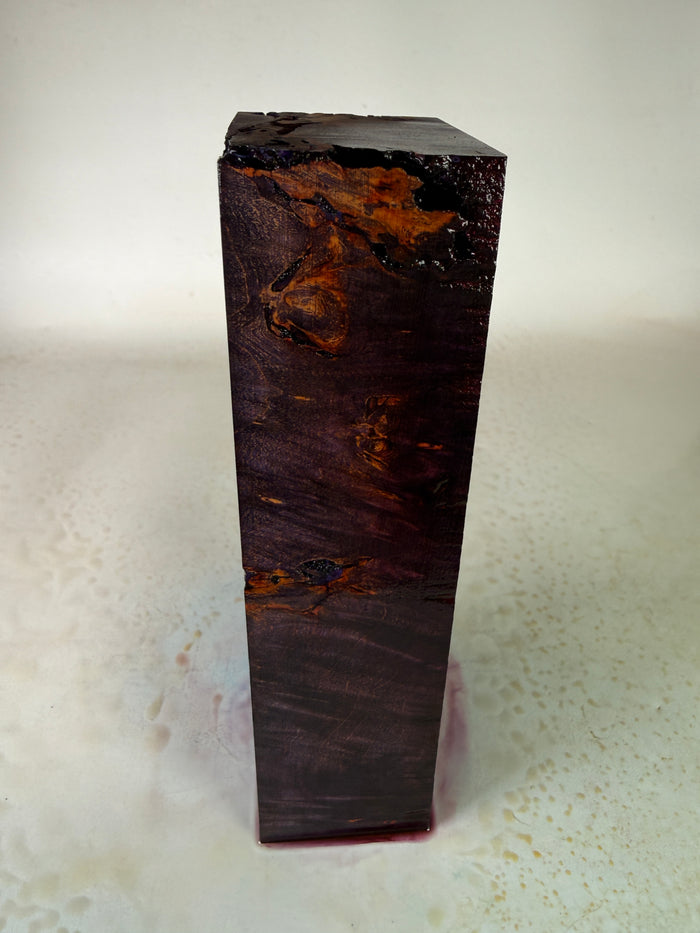 KB-049: Knife Block - Purple Dye Stabilized Maple Burl