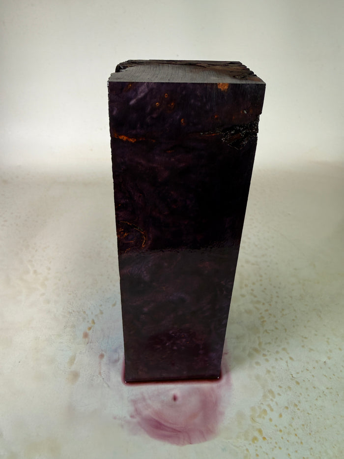 KB-049: Knife Block - Purple Dye Stabilized Maple Burl