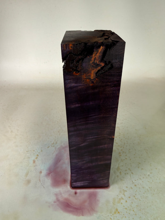 KB-049: Knife Block - Purple Dye Stabilized Maple Burl