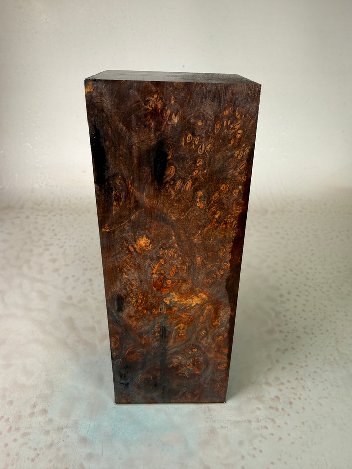 KB-050: Knife Block - Purple Red Dye Stabilized Maple Burl