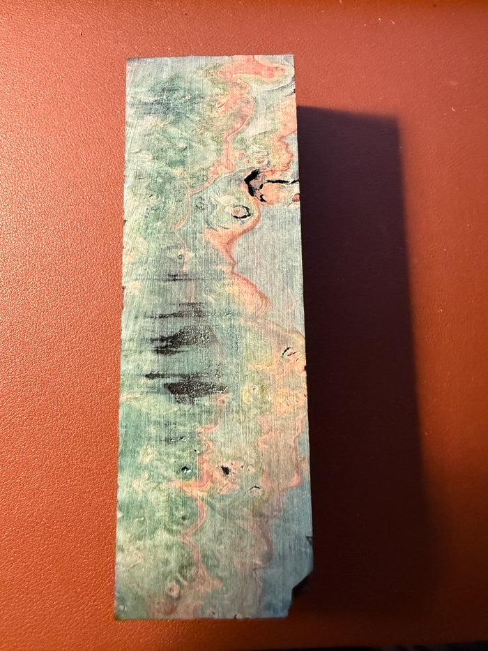 KB-053: Knife Block - Green Dye Stabilized Maple Burl