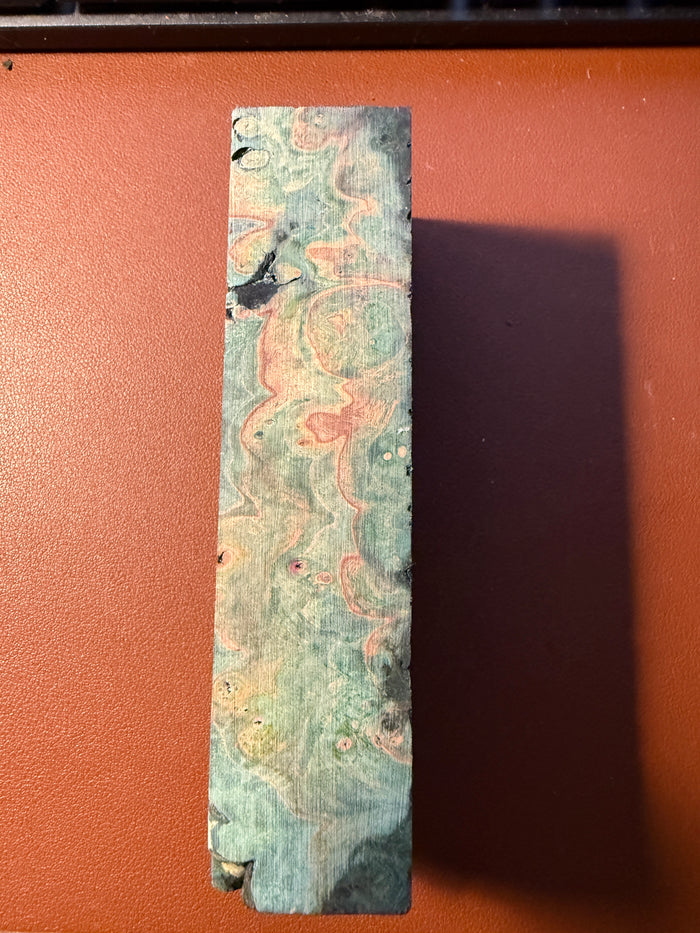 KB-053: Knife Block - Green Dye Stabilized Maple Burl