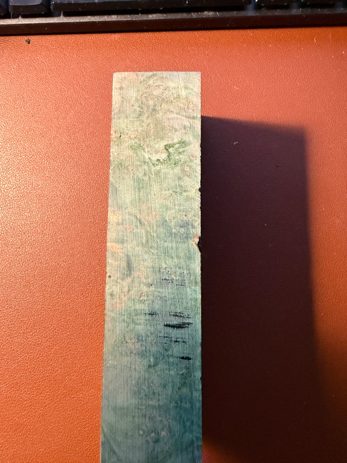 KB-053: Knife Block - Green Dye Stabilized Maple Burl