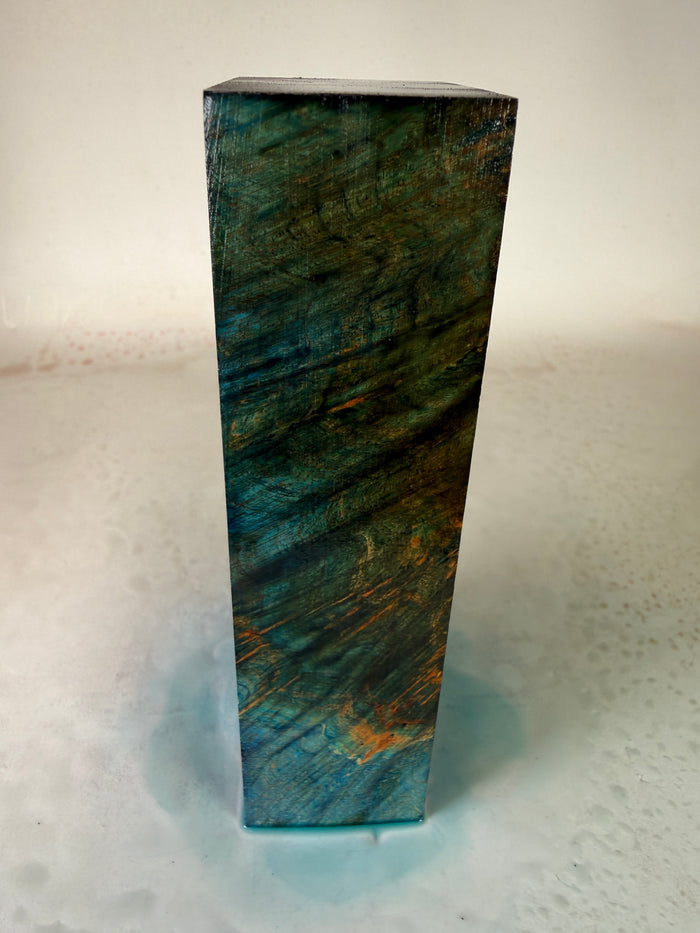 KB-054: Knife Block - Blue Dye Stabilized Maple Burl