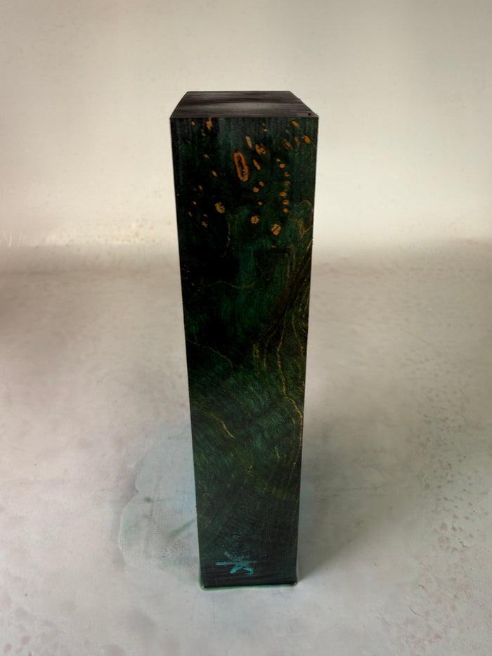 KB-057: Knife Block - Green Dye Stabilized Maple Burl