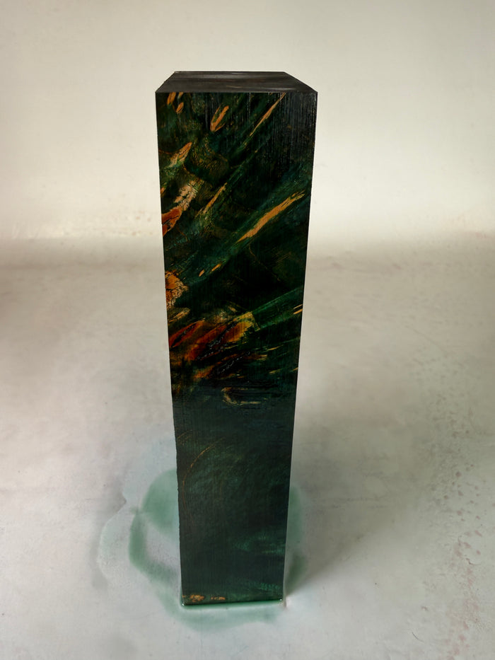 KB-057: Knife Block - Green Dye Stabilized Maple Burl