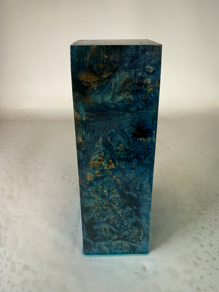KB-058: Knife Block - Blue Dye Stabilized Maple Burl
