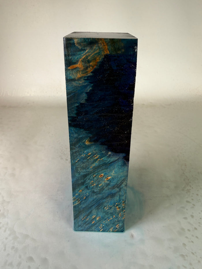 KB-058: Knife Block - Blue Dye Stabilized Maple Burl