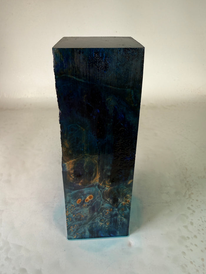 KB-058: Knife Block - Blue Dye Stabilized Maple Burl