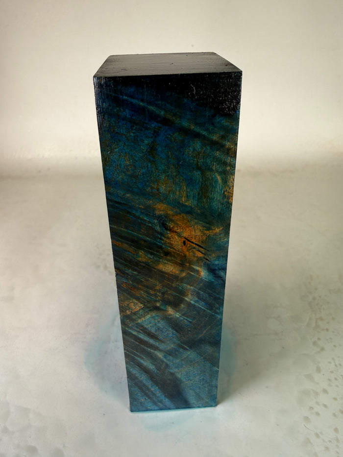 KB-058: Knife Block - Blue Dye Stabilized Maple Burl