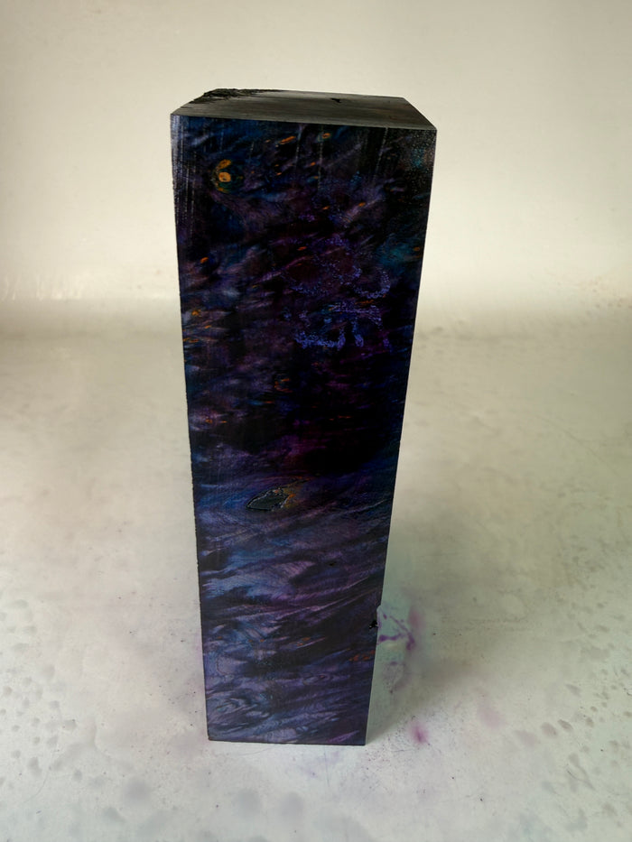 KB-059: Knife Block - Purple Blue Dye Stabilized Maple Burl