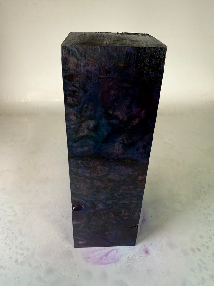 KB-059: Knife Block - Purple Blue Dye Stabilized Maple Burl