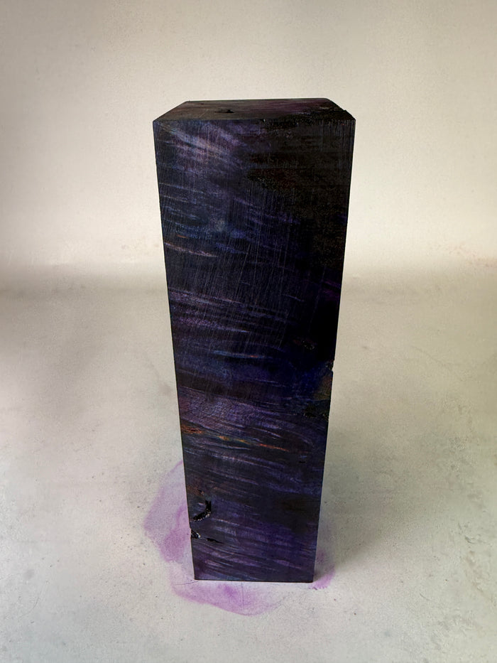 KB-059: Knife Block - Purple Blue Dye Stabilized Maple Burl