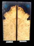 KS-004: Knife Scales - Hybrid Blue Resin Natural Stabilized Box Elder Burl