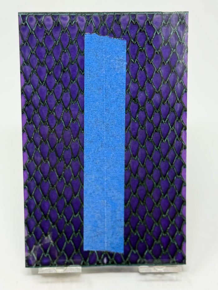 KS-005: Knife Scales - Black 3D Printed PLA Dragon Scale Hybrid Purple Resin Alumilite Casting